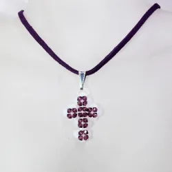 Pendant 45cm - Anahita-Purple Suedine - Pendant 45cm - Laiton argenté